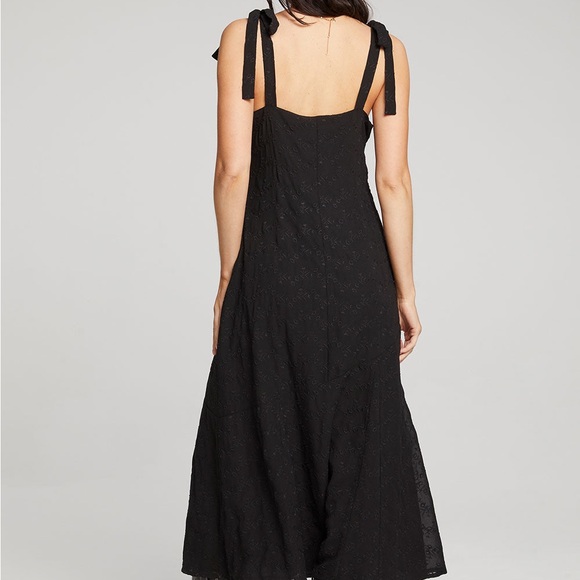 NWT Salt Water Luxe cline tank midi dress black size small lined tie straps - Picture 3 of 10